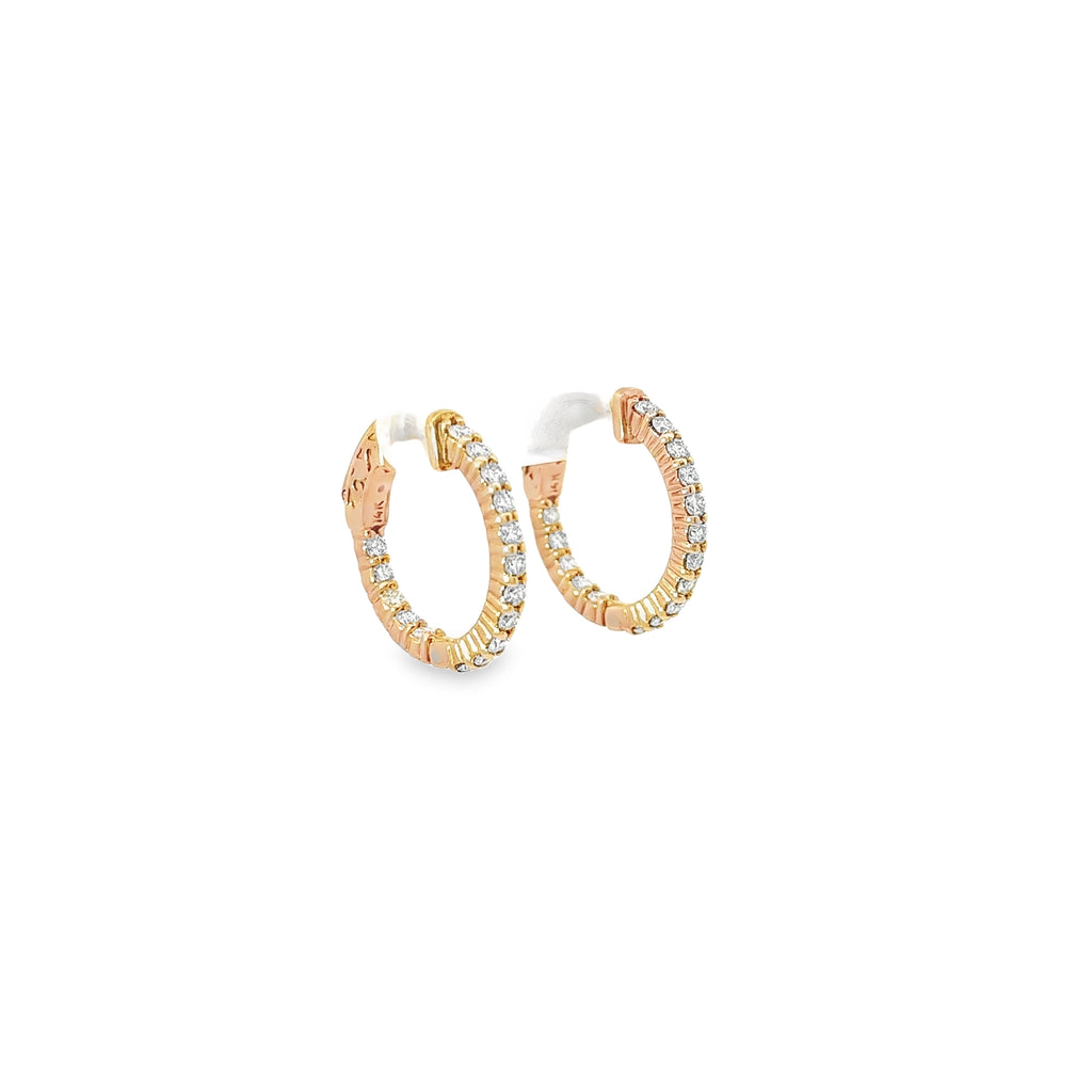 14k Rose Gold 1.10ct H VS2 Round Diamond Hoop Earrings