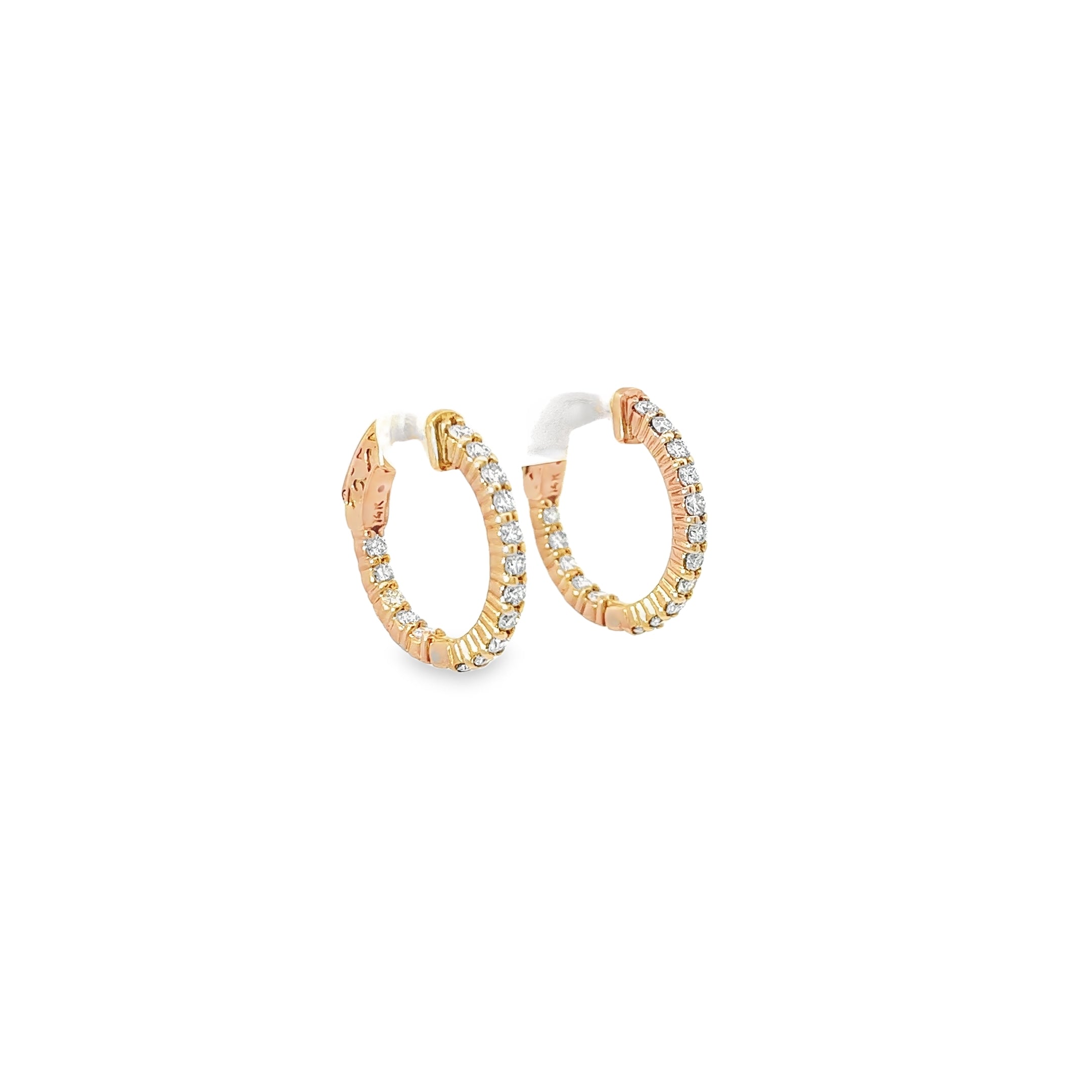 14k Rose Gold 1.10ct H VS2 Round Diamond Hoop Earrings