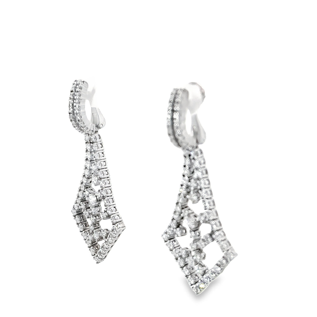18k White Gold 3.55ct F VS2 Round Diamond Chandelier Earrings