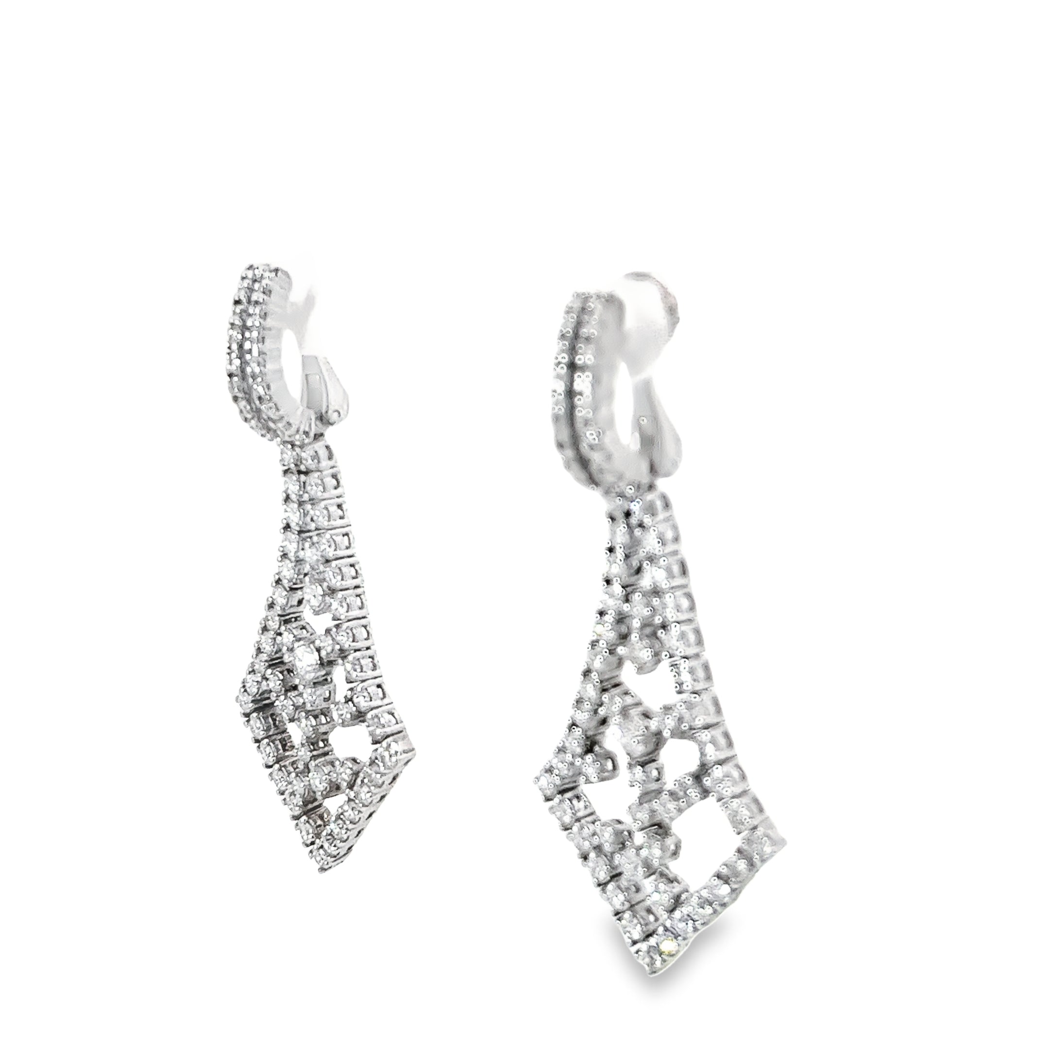18k White Gold 3.55ct F VS2 Round Diamond Chandelier Earrings