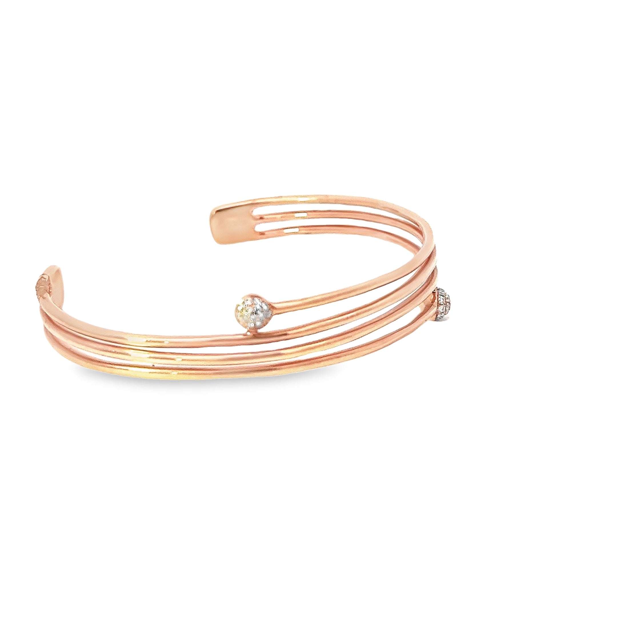 14k Rose Gold .13ct G SI1 Round Diamond Bangle Bracelet