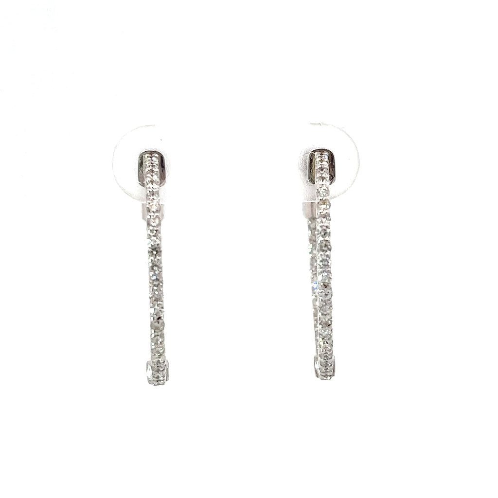 14k White Gold .80ct G VS2 Round Diamond Hoop Earrings