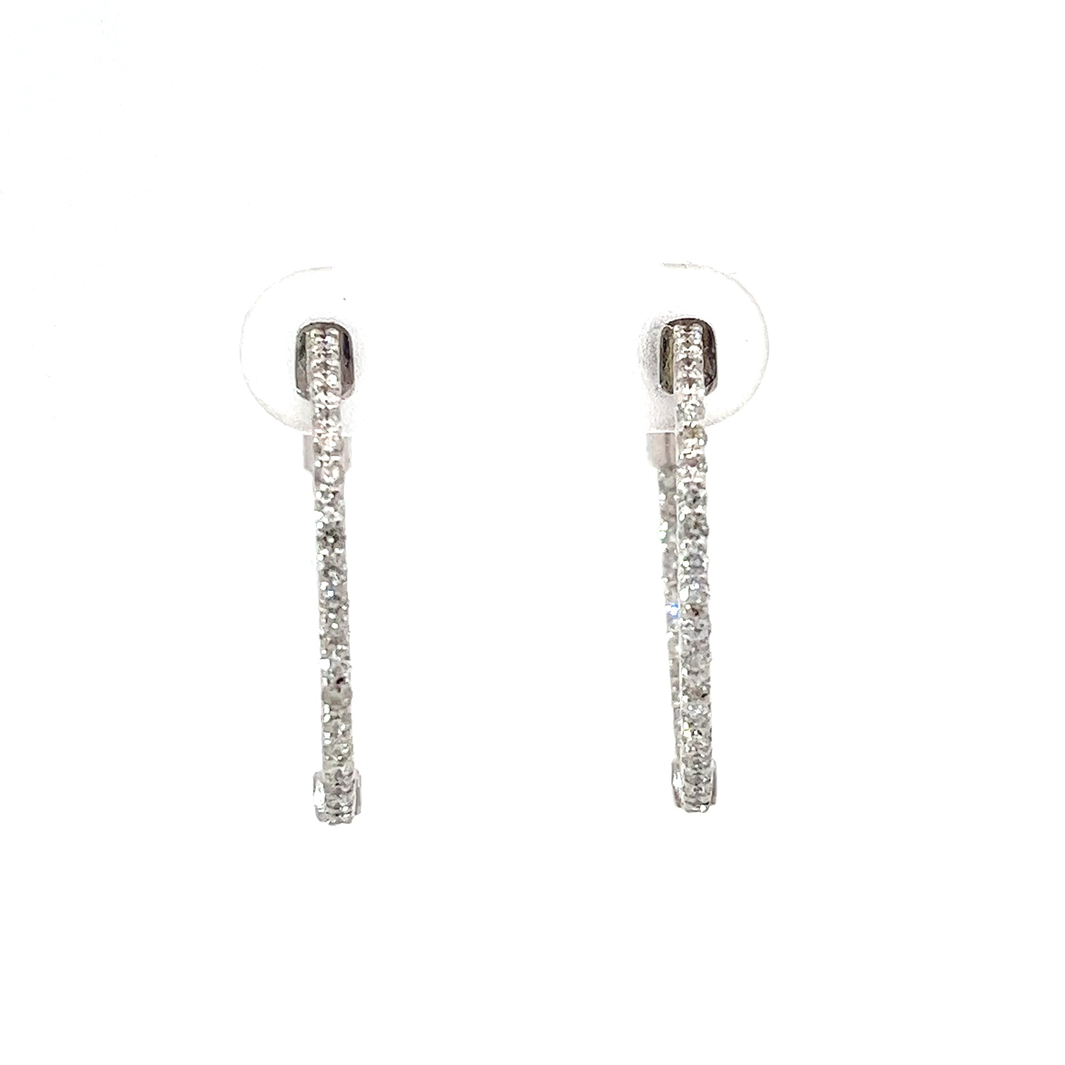 14k White Gold .80ct G VS2 Round Diamond Hoop Earrings