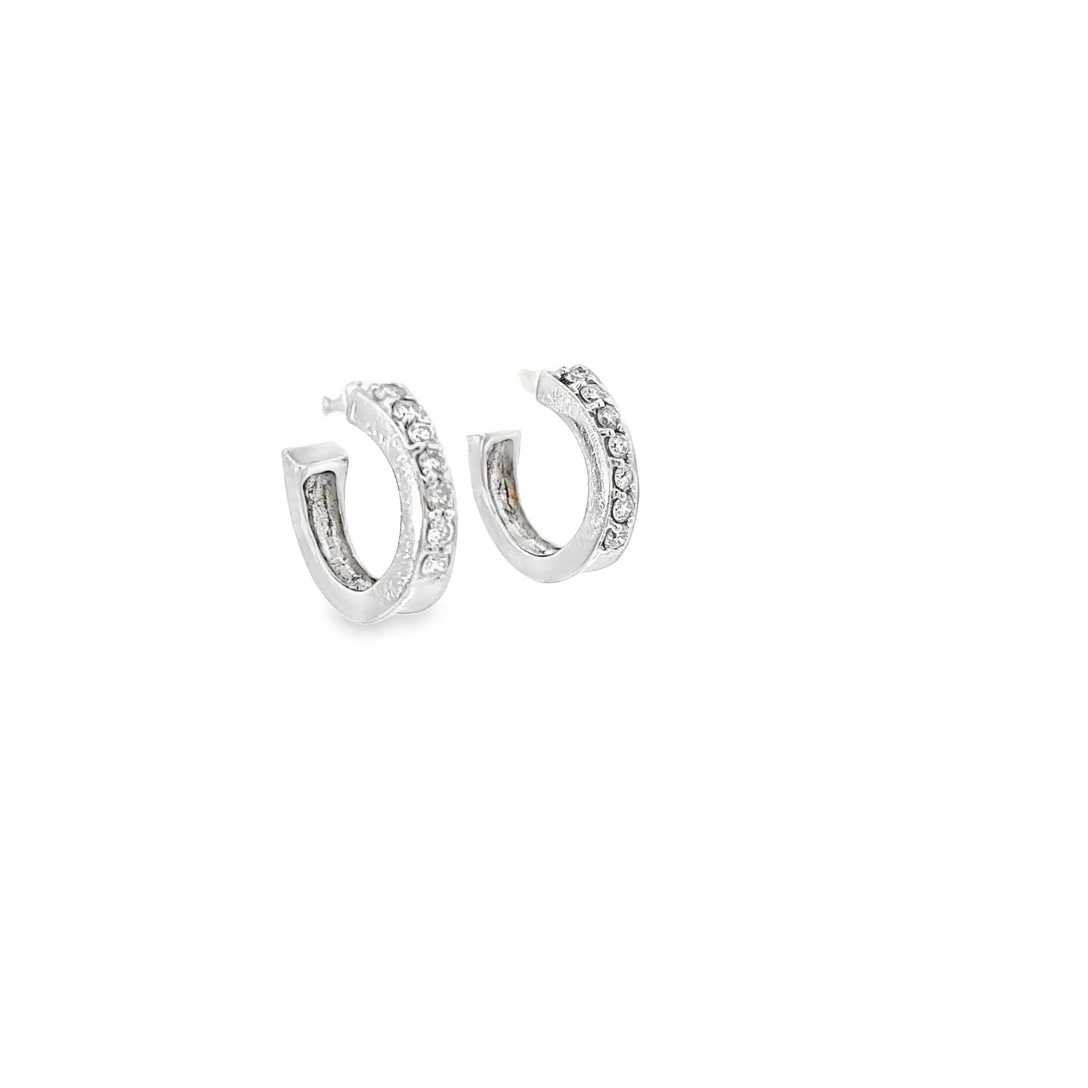 14K WHITE GOLD  .35CT H SI2 ROUND DIAMOND HOOPS