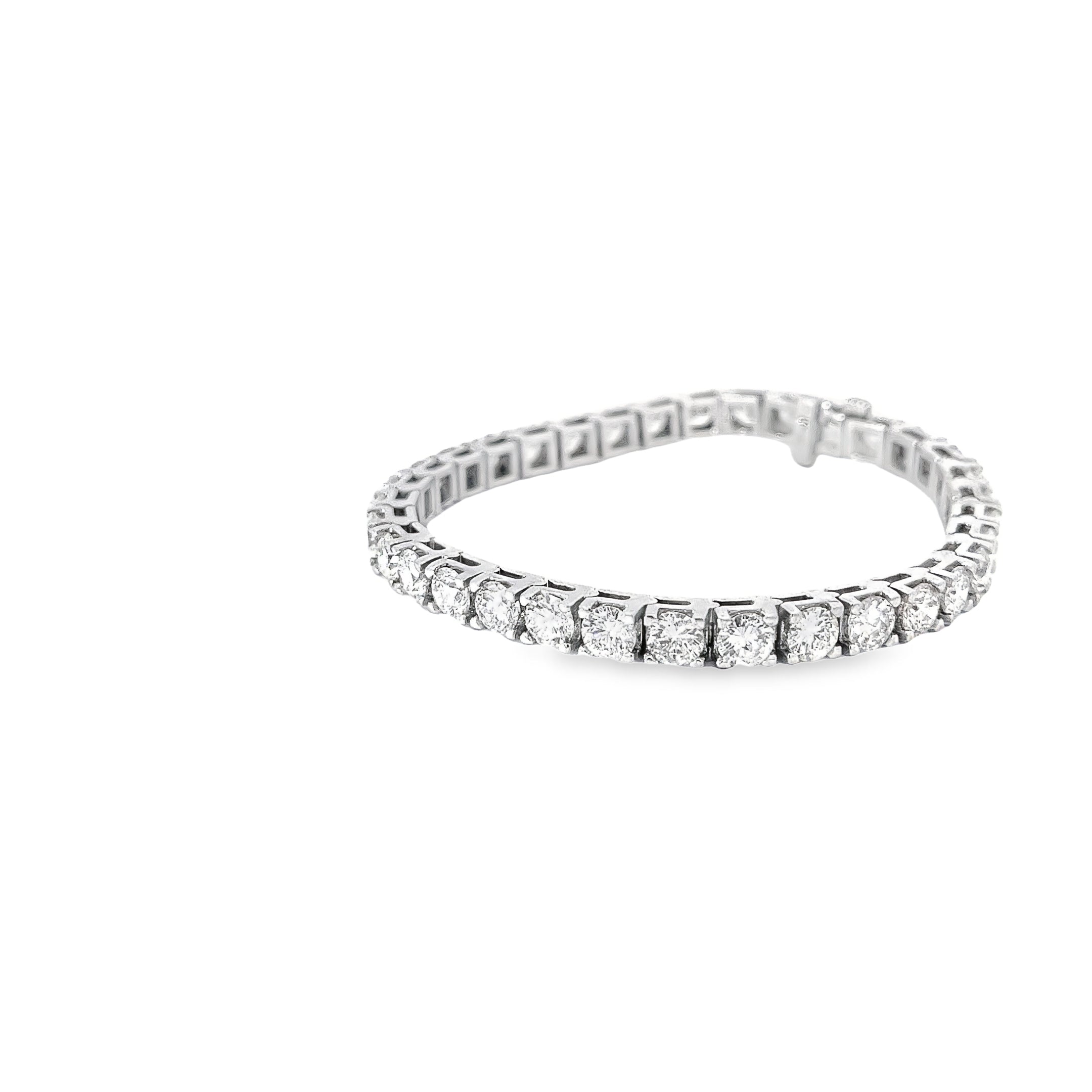 14k White Gold 13.45ct F VS2 Round Diamond Tennis Bracelet