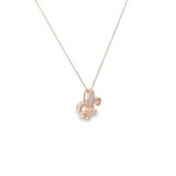 Ladies 14k rose gold Fleur De Lis Diamond Necklace