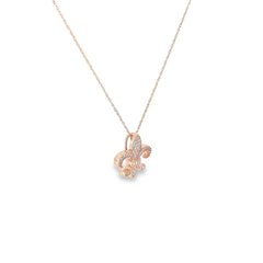 14k Rose Gold .25ct H SI1 Round Diamond Fleur De Lis  Necklace