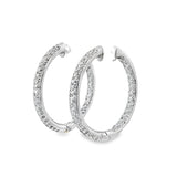 Ladies 18k white Gold Diamond Hoop Earrings