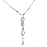 Ladies 14k white gold Diamond antique style necklace