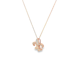 14k Rose Gold .25ct H SI1 Round Diamond Fleur De Lis  Necklace