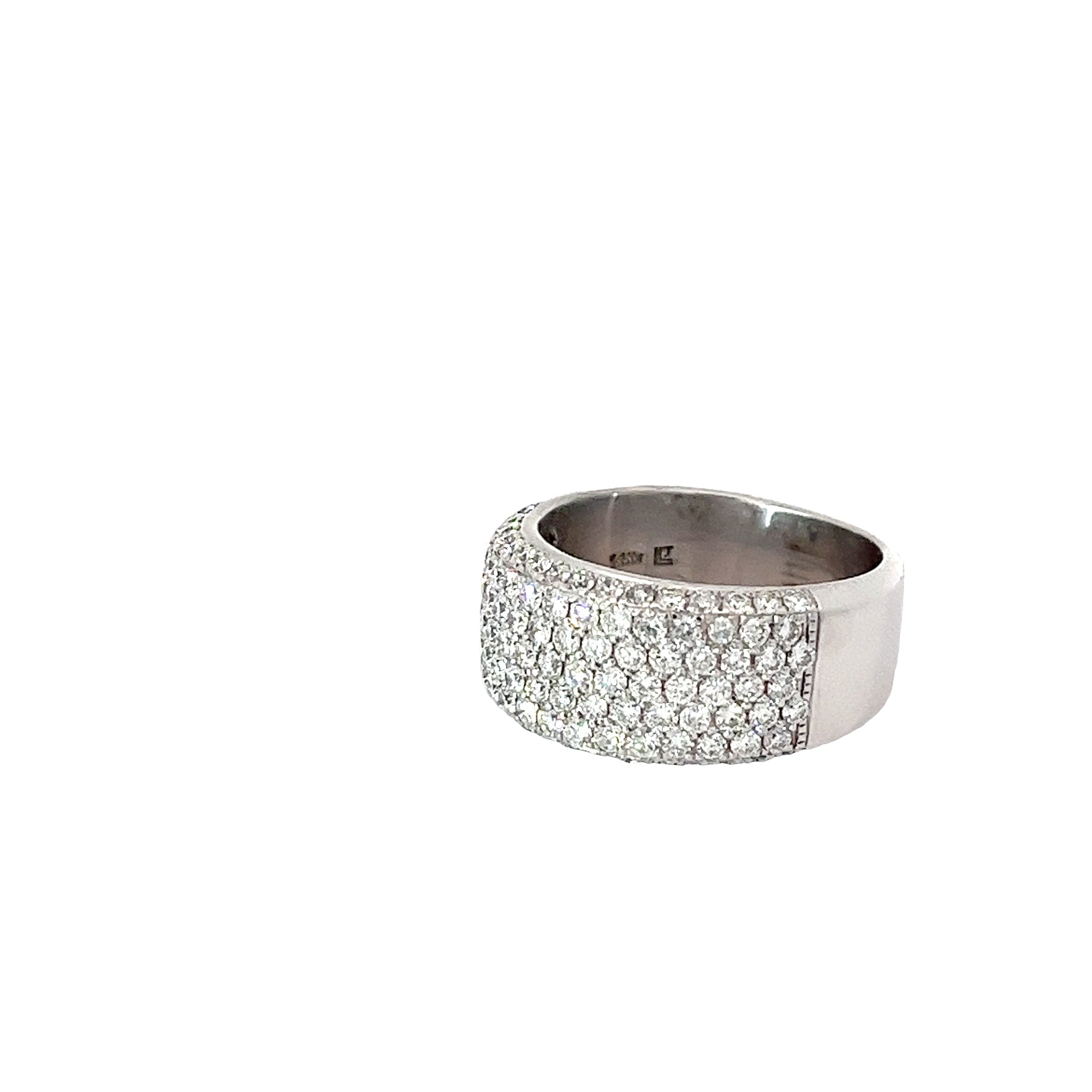 14k White Gold F VS2 5 Row Diamond Side Set Ring Size 8