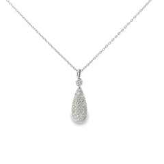 18k White Gold .65ct F VS2 Round Diamond Pave Necklace