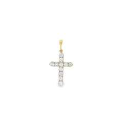 14K YELLOW GOLD 2.12CT H VS2 DIAMOND CROSS 1 1/2INCH