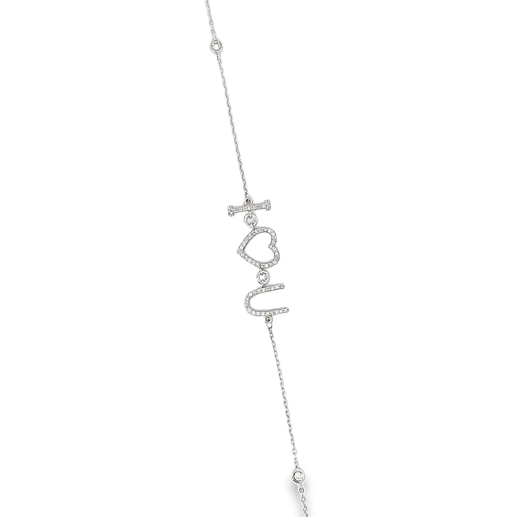 18k White Gold .30ct G VS2 Diamond "I love You" Bracelet