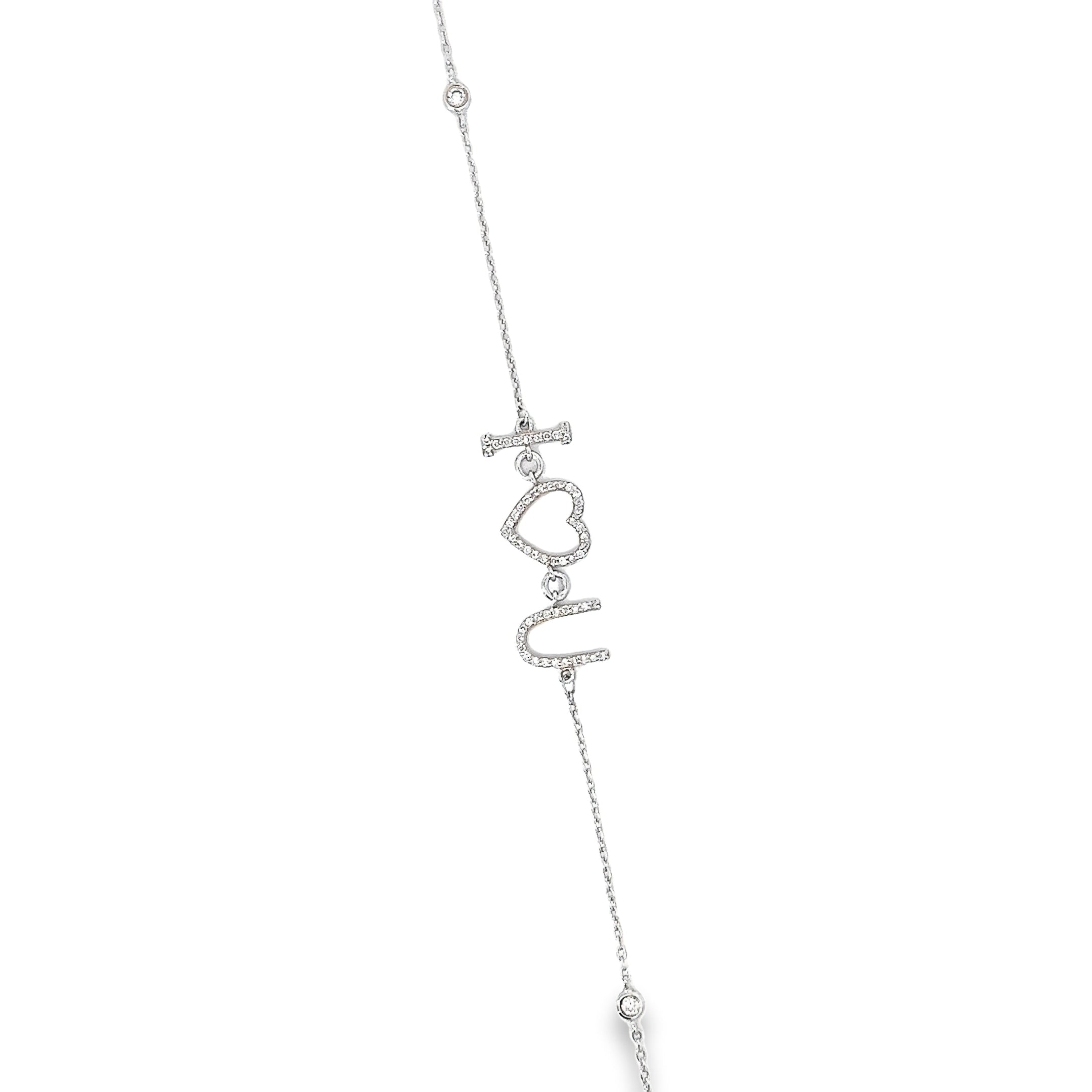 18k White Gold .30ct G VS2 Diamond "I love You" Bracelet