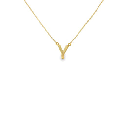 14k Yellow Gold .25ct G SI1 Round Diamond Letter Y Necklace