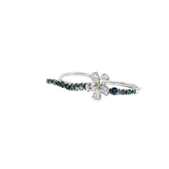 18k White Gold 1.65ct F VS2 Pear Shape Diamond and 1.45 Round Blue Diamond Fashion Ring