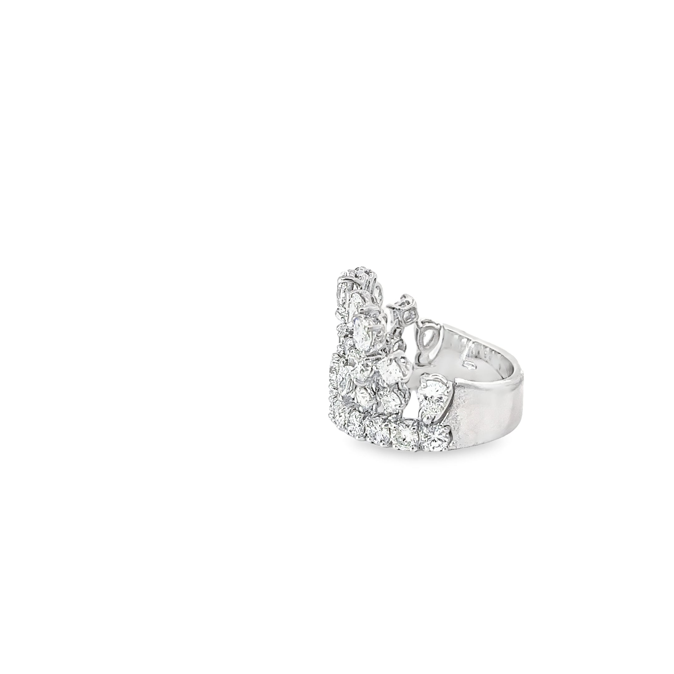 18k White Gold 4.45ct F VS2 Pear, Round and Marquise Tiara Multi Shaped Diamond Ring