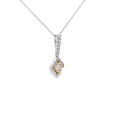 18k White Gold 1.38ct VS2 Light Fancy Brown Princess Cut Diamond and .60ct F VS2 Round Necklace