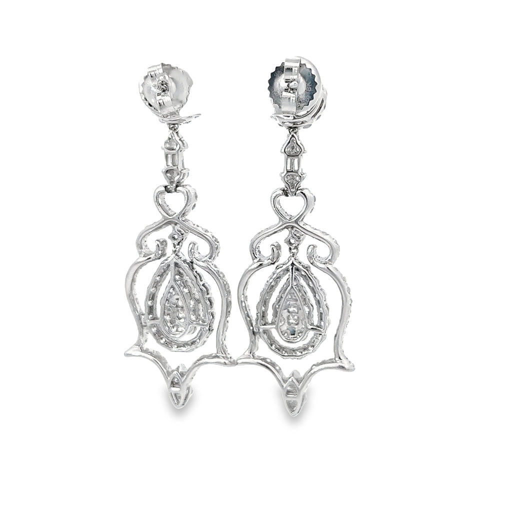 18k White Gold 6.00ct G SI1 Round Diamond Chandelier Earrings