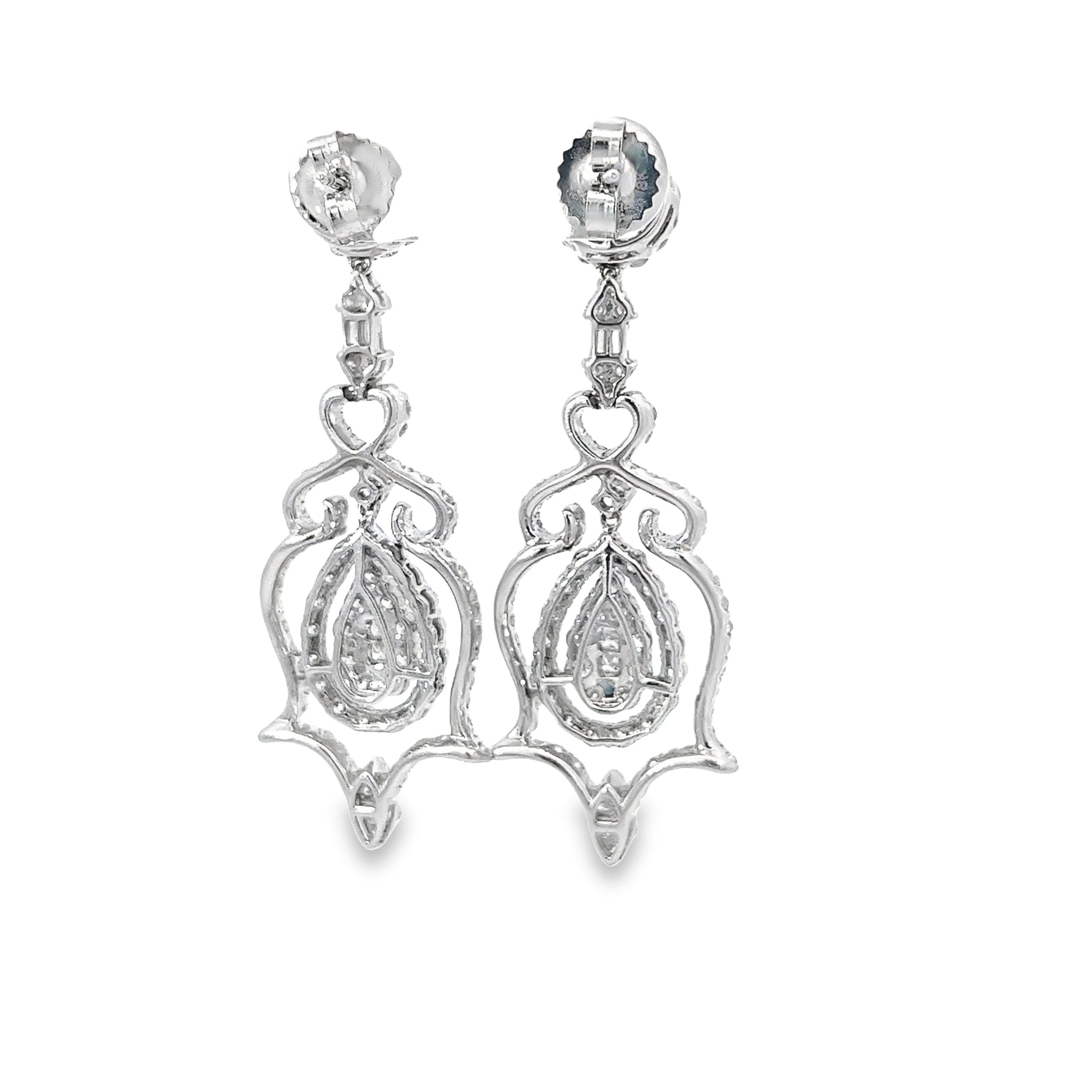 18k White Gold 6.00ct G SI1 Round Diamond Chandelier Earrings