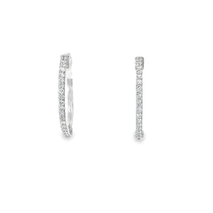 18k White Gold .25ct G VS2 Round Diamond Hoop Earrings