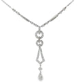 14k White Gold .85ct G SI1 Round Diamond Antique Style Necklace