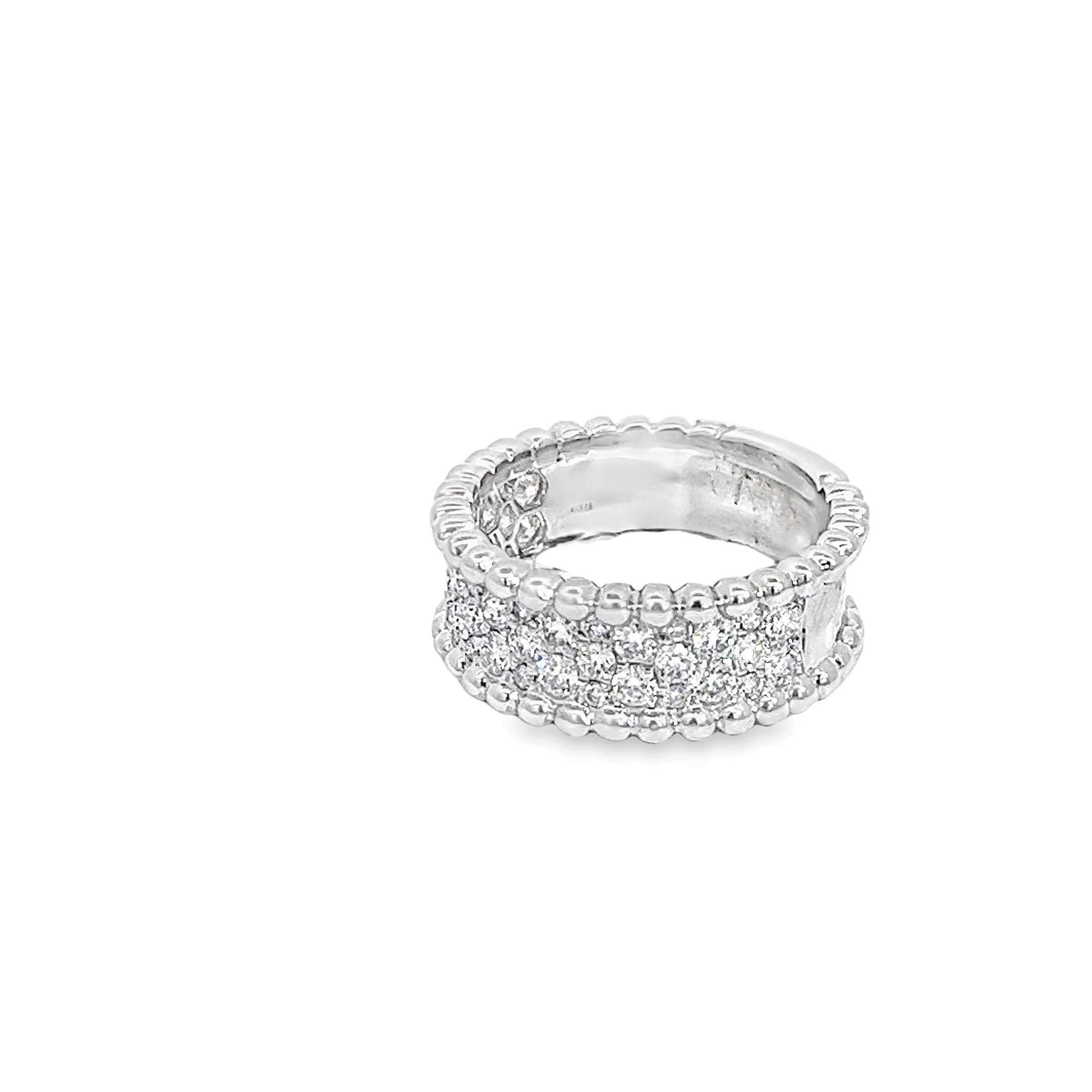 14k White Gold 1.00ct VS2 Round Diamond Pave Ring