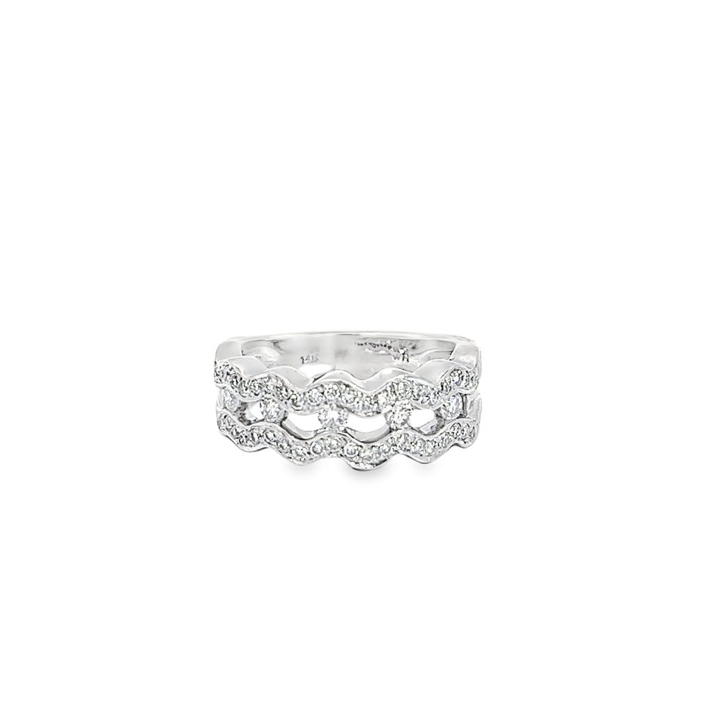 14k White Gold .65ct G SI1 Diamond Wave Ring