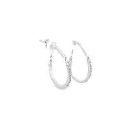 14K WHITE GOLD .38CT GVS2 DIAMOND HOOP EARRINGS