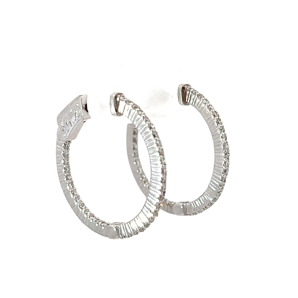 14k White Gold .80ct G VS2 Round Diamond Hoop Earrings