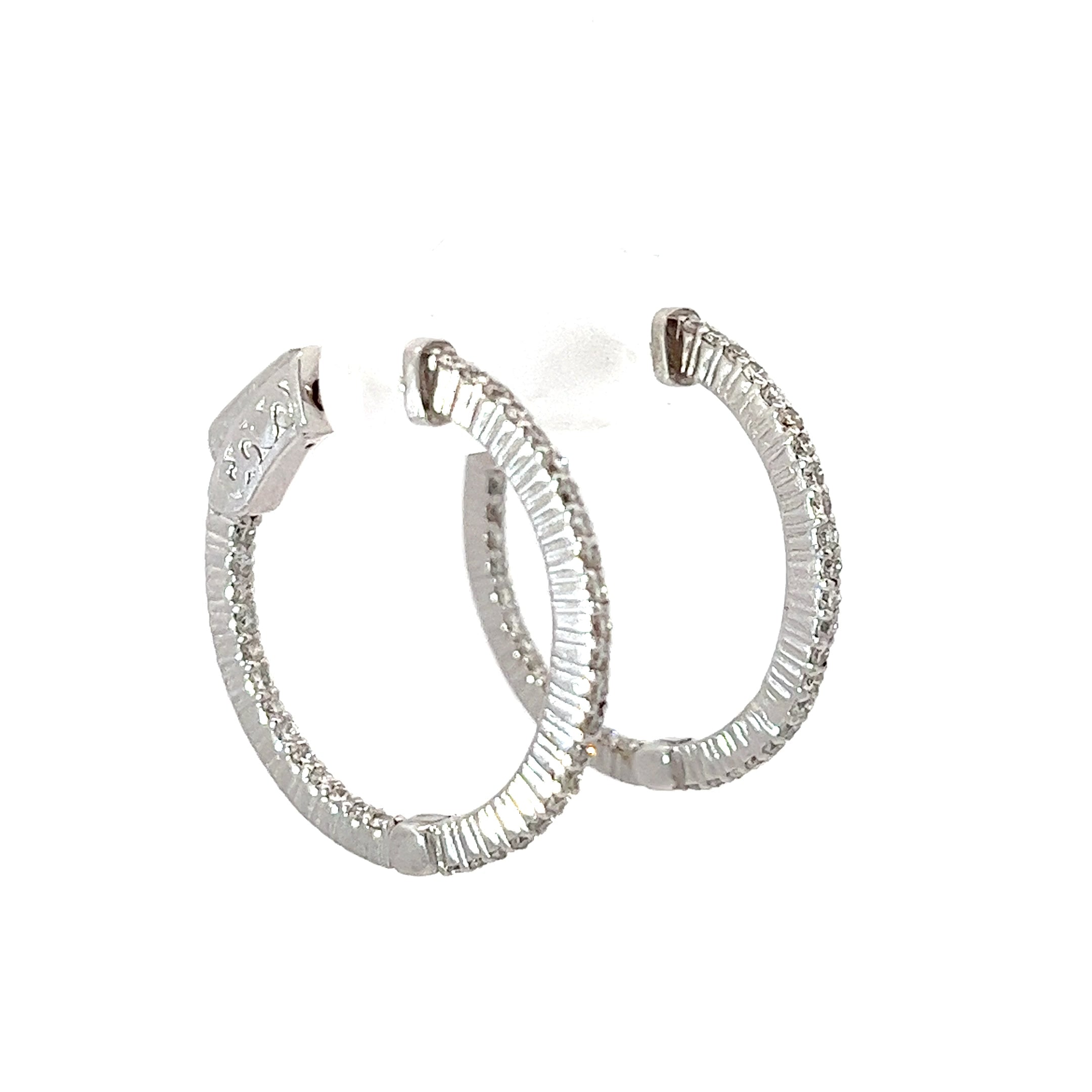 14k White Gold .80ct G VS2 Round Diamond Hoop Earrings