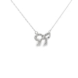 Ladies 14k white gold Diamond Ribbon Necklace