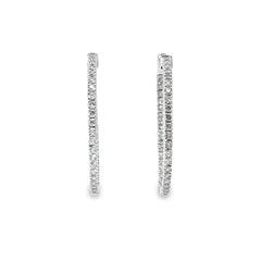 14k White Gold 1.30ct G VS2 Round Diamond Hoop Earrings