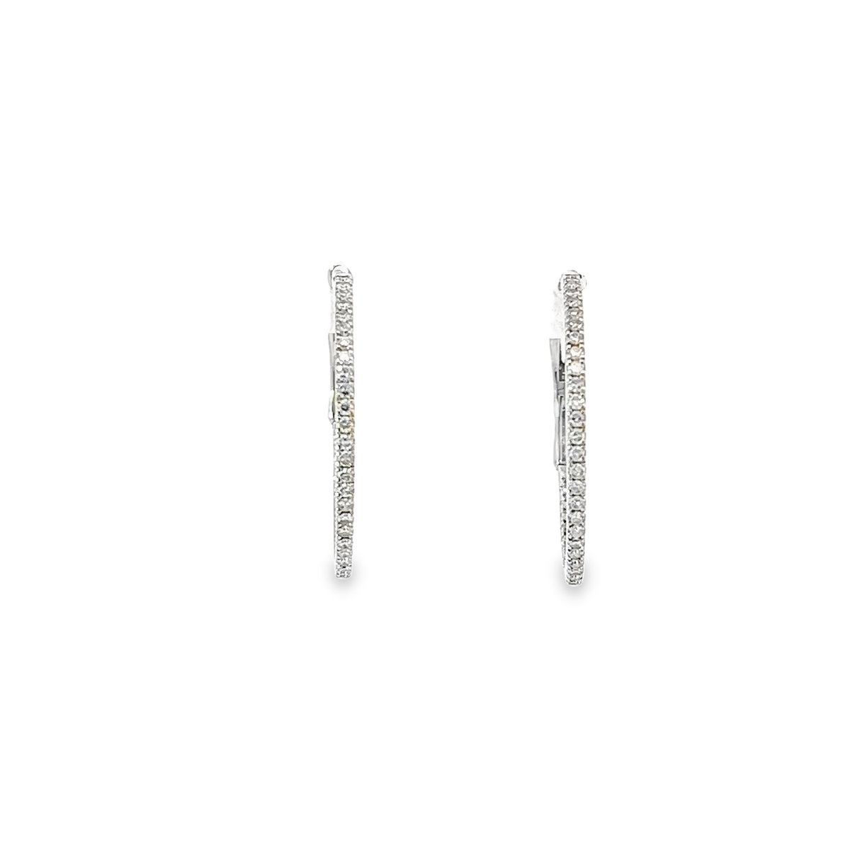 14k White Gold .50ct GVS2 Round Diamond Inside/Outside Hoop Earrings