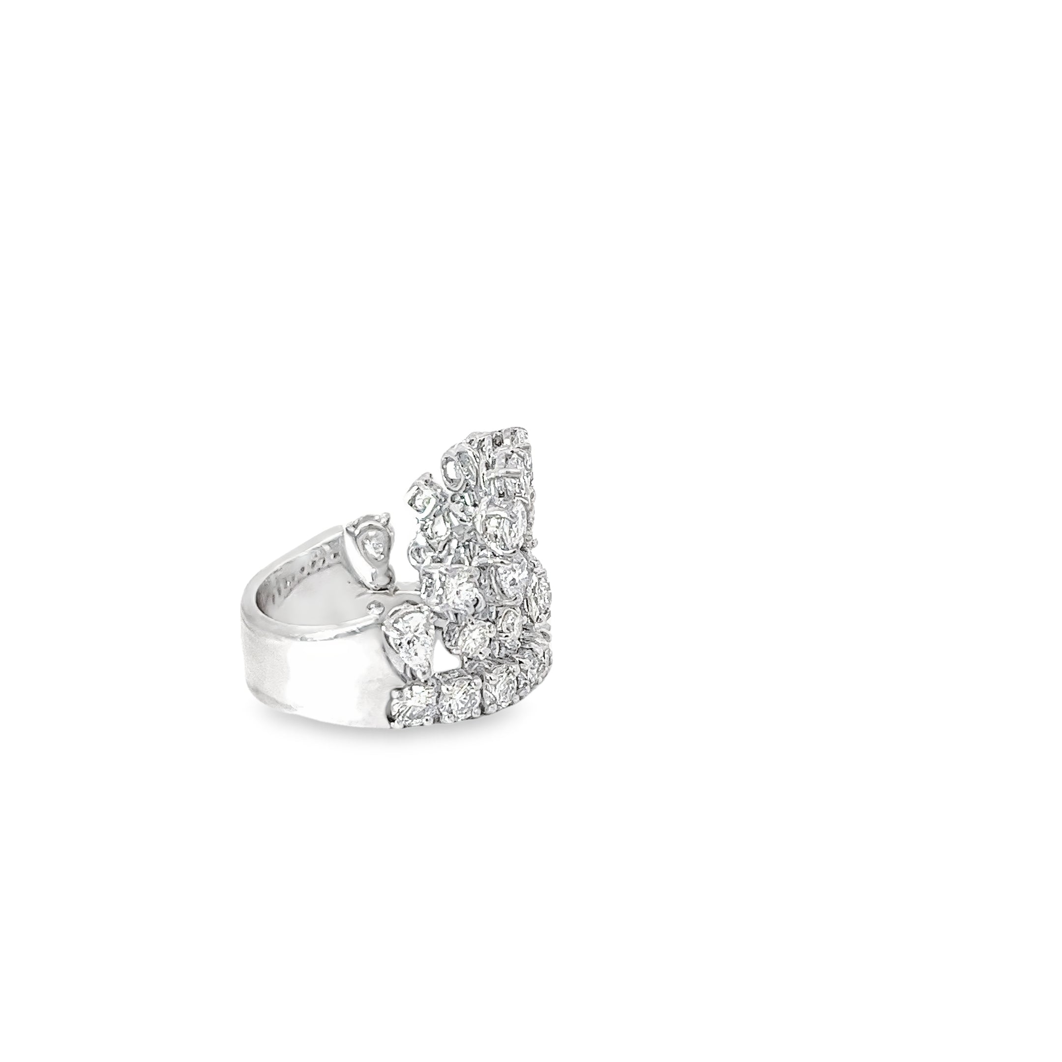 18k White Gold 4.45ct F VS2 Pear, Round and Marquise Tiara Multi Shaped Diamond Ring
