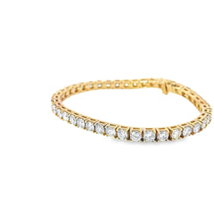 14k Yellow Gold 10.10ct F VS2 Round Diamond Tennis Bracelet