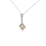 18k White Gold 1.38ct VS2 Light Fancy Brown Princess Cut Diamond and .60ct F VS2 Round Necklace