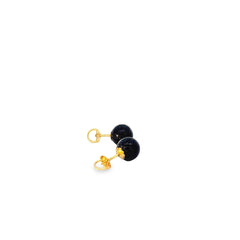 18K YELLOW GOLD NAVY BLUE SPARKLY STUD EARRING 8MM