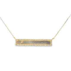 14k Yellow Gold .15ct G SI1 Round Diamond  ID Bar Necklace