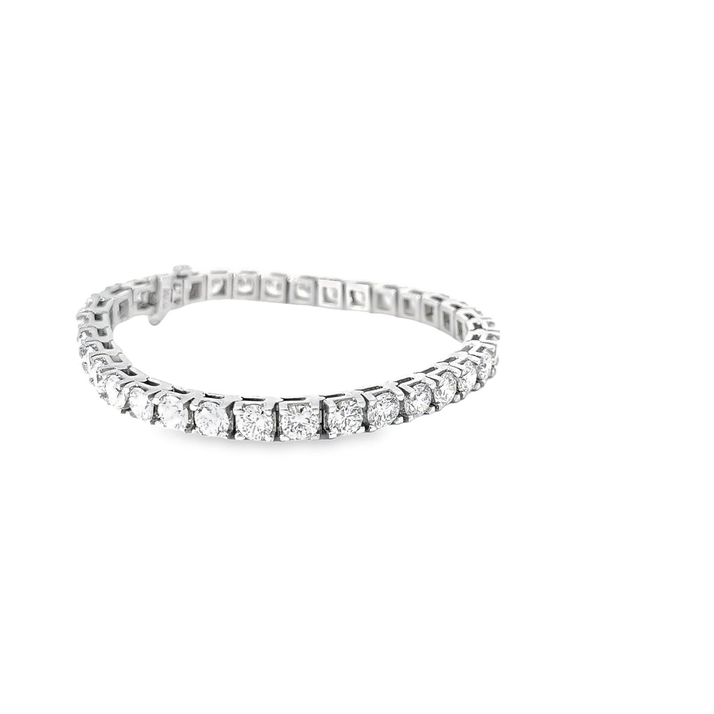 14k White Gold 13.45ct F VS2 Round Diamond Tennis Bracelet