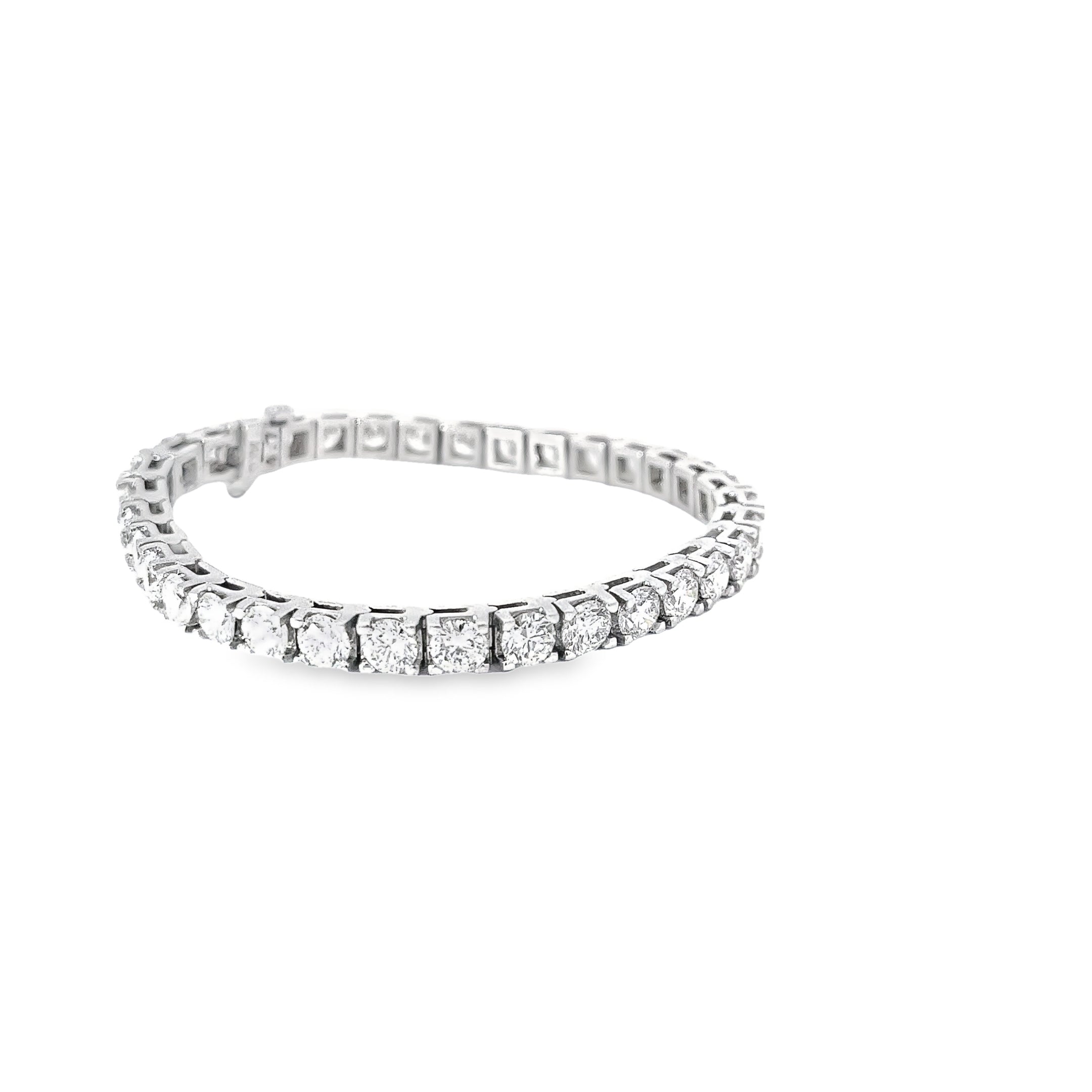14k White Gold 13.45ct F VS2 Round Diamond Tennis Bracelet