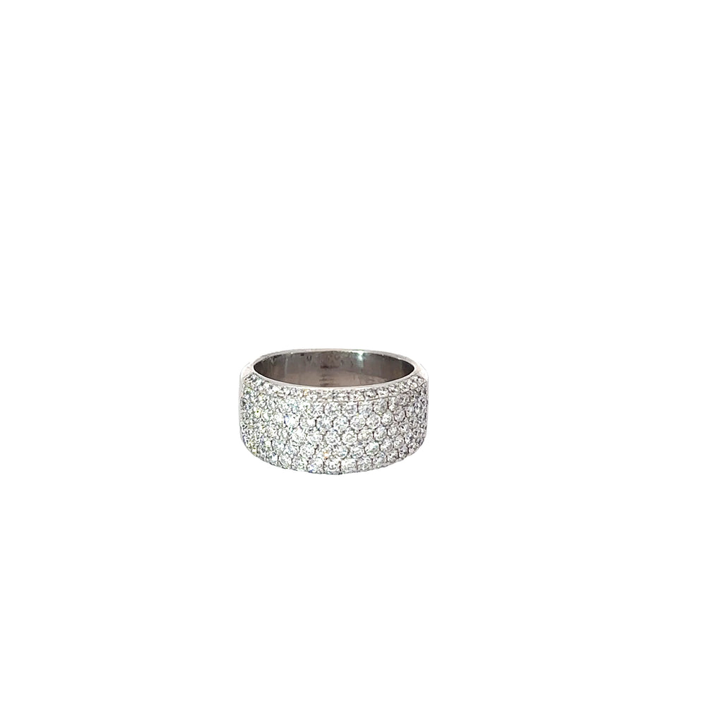 14k White Gold F VS2 5 Row Diamond Side Set Ring Size 8