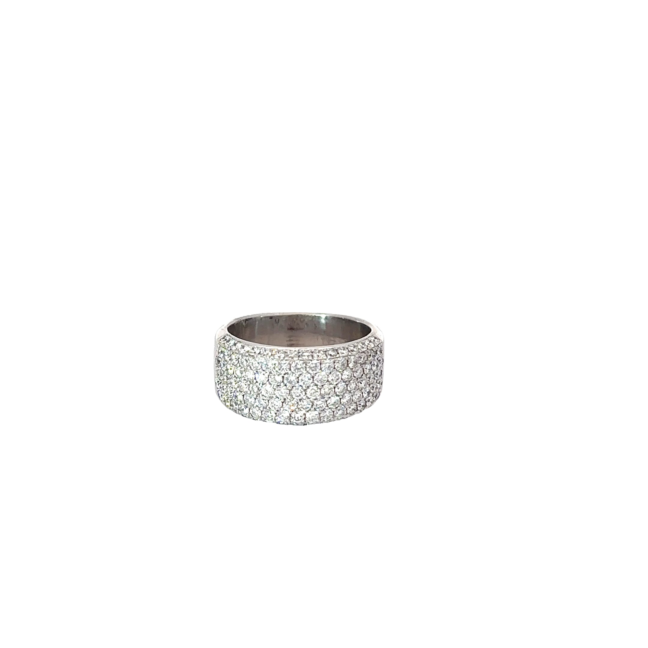 14k White Gold F VS2 5 Row Diamond Side Set Ring Size 8