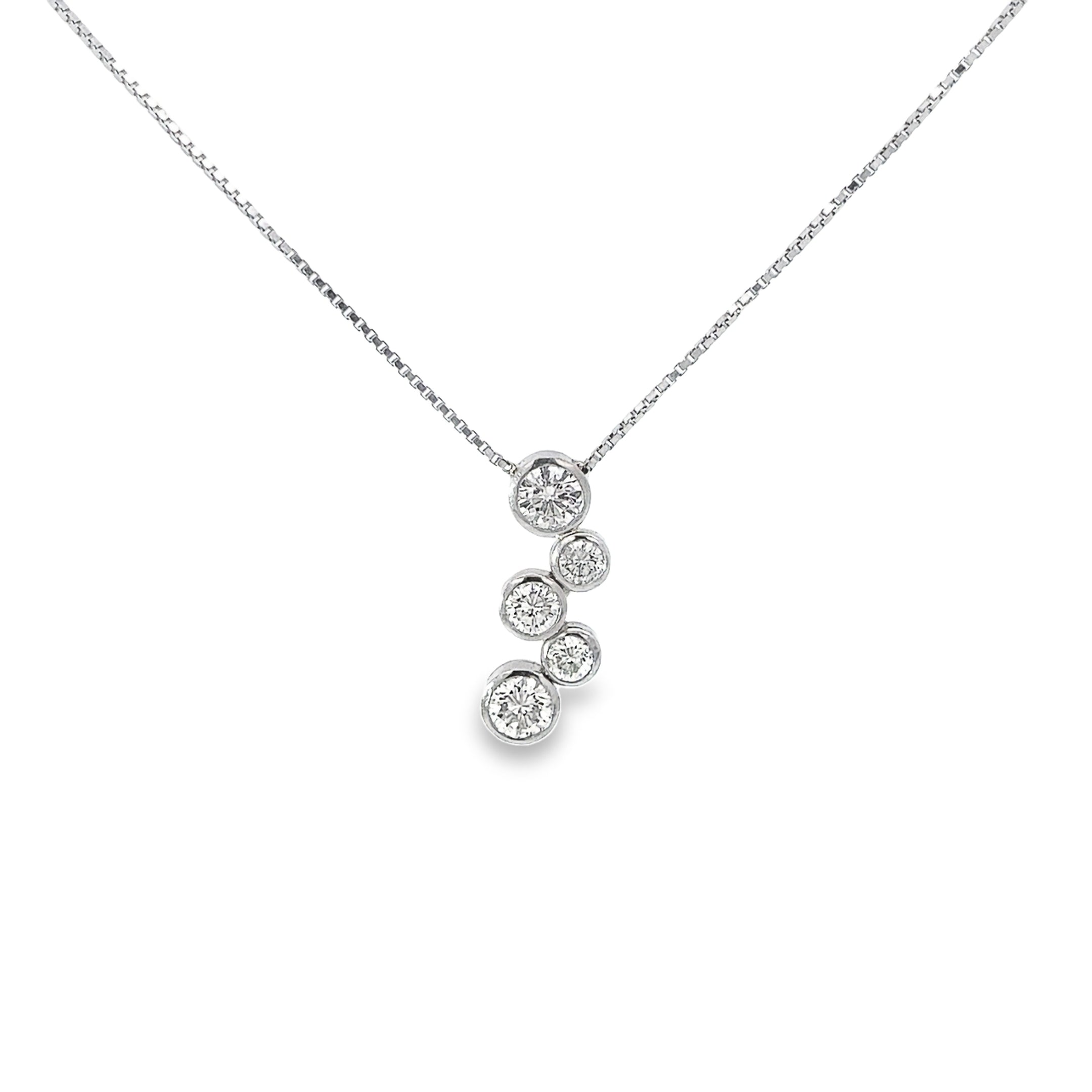 Platinum 1.00ct G SI1 Round Diamond Bubble Necklace