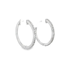 18k White Gold .25ct G VS2 Round Diamond Hoop Earrings