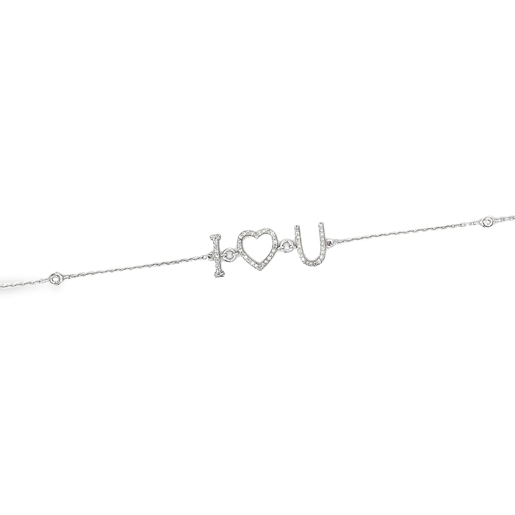 18k White Gold .30ct G VS2 Diamond "I love You" Bracelet