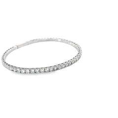 14k White Gold 3.00ct G VS2 Round Diamond Flex Bangle Bracelet