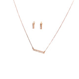 Ladies 14k Rose Gold or white gold Diamond Bar Necklace and Earring Set