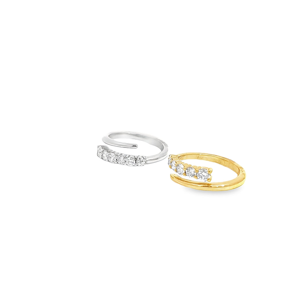 14k Yellow Gold  .55ct F VS2 Graduated Open Adjustable Ring